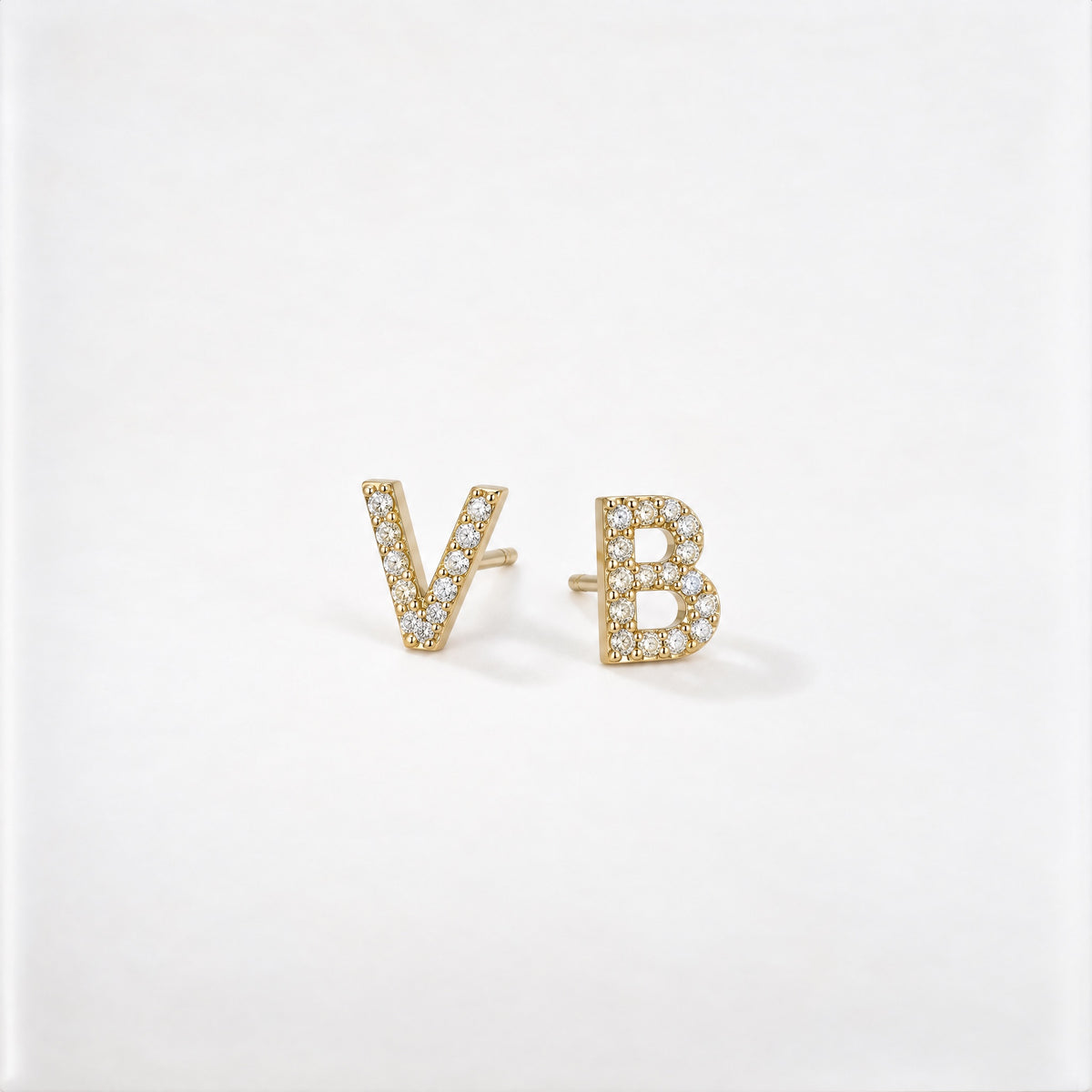 Mini Diamond Initial Stud Earrings