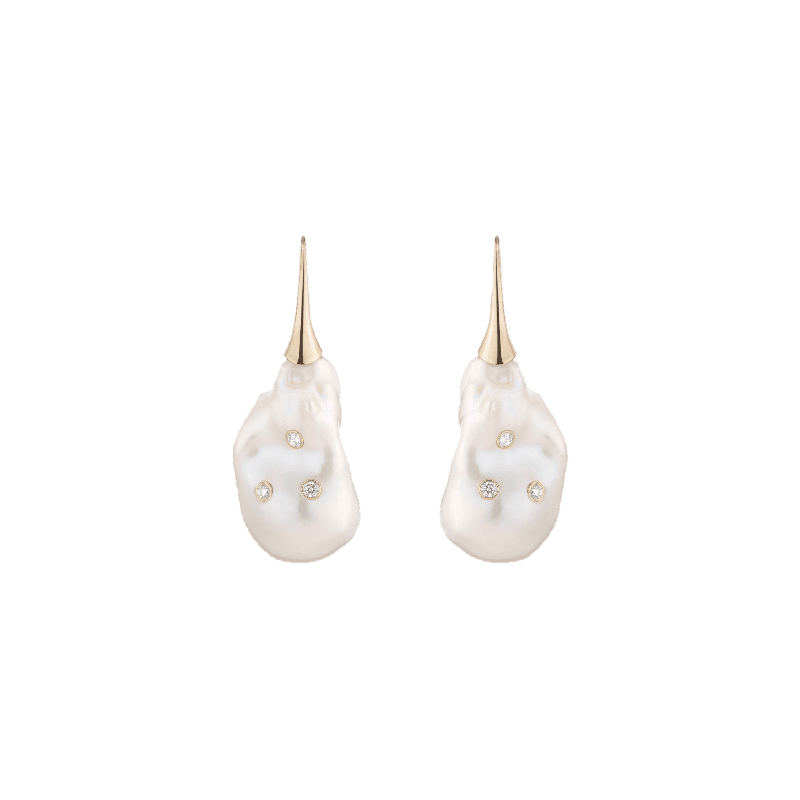 XL Diamond Pearl Drop Earrings