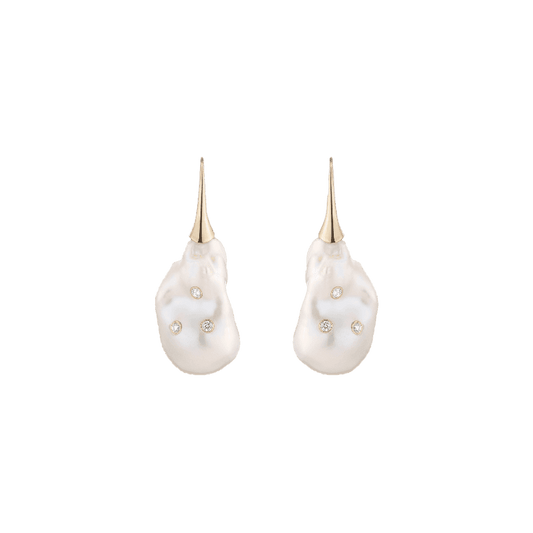XL Diamond Pearl Drop Earrings